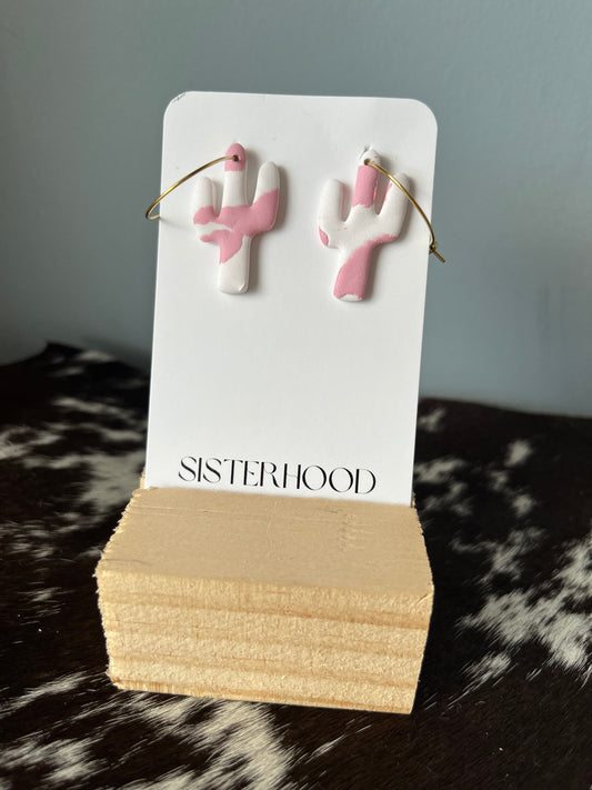 White and pink cactus hoops